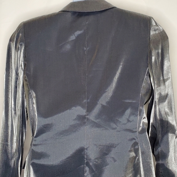 Gantos Silver Metallic Tie Front Blazer Size 14 Evening Jacket Mini Dress - Picture 5 of 15
